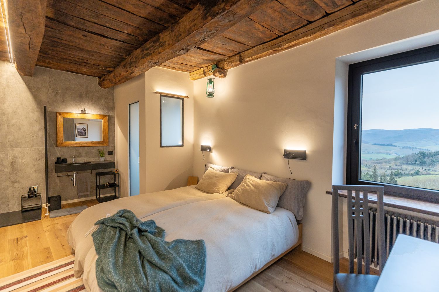 Bedroom with view across the valley