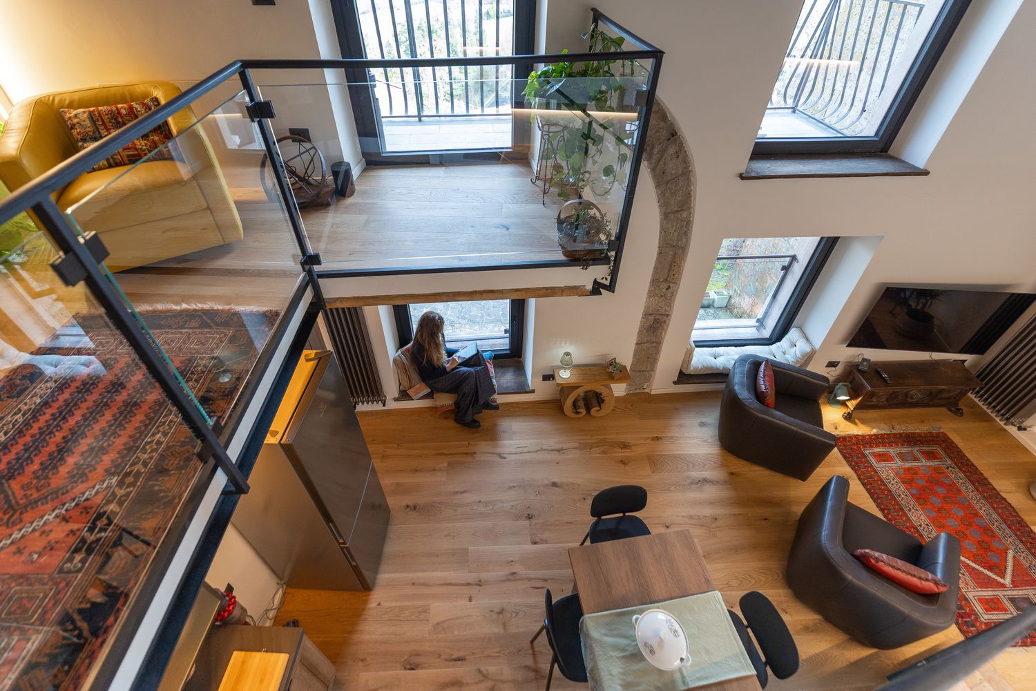 Overhead view of the connected living area